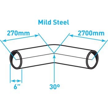 Exhaust Elbow 30º Bend, Mild Steel - 6"